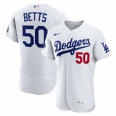 Mookie Betts Los Angeles Dodgers Home Authentic Sponsor Patch Jersey - White