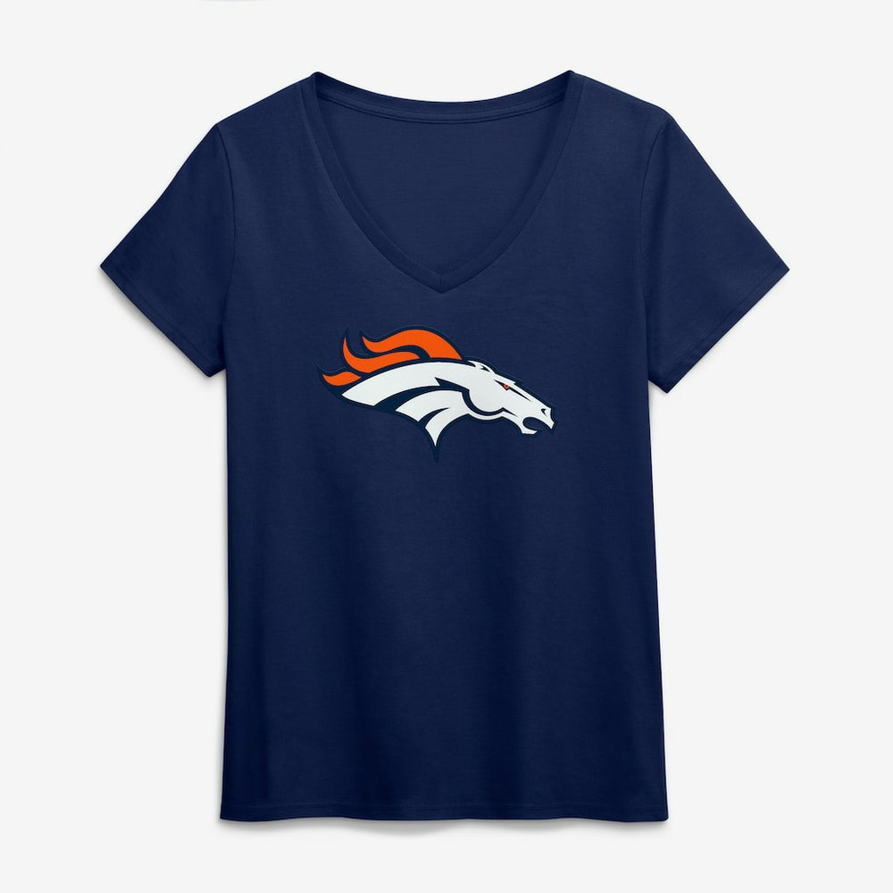Denver Broncos Logo Athletic Women's Primary Logo V-Neck T-Shirt