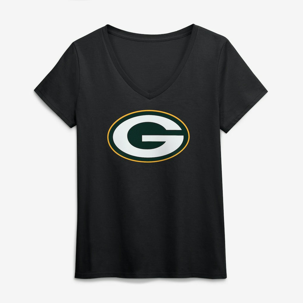 Green Bay Packers Logo Athletic Women's Primary Logo V-Neck T-Shirt