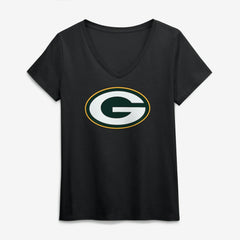 Green Bay Packers Logo Athletic Women's Primary Logo V-Neck T-Shirt