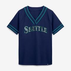 Seattle Mariners Fanatics Women's Diva Race Ahead Raglan V-Neck T-Shirt | MLB On Sale