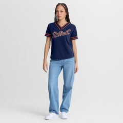 Detroit Tigers Fanatics Women's Diva Race Ahead Raglan V-Neck T-Shirt | MLB New