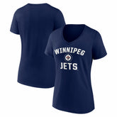Winnipeg Jets Logo Athletic Women's Arch Victory V-Neck T-Shirt On Sale