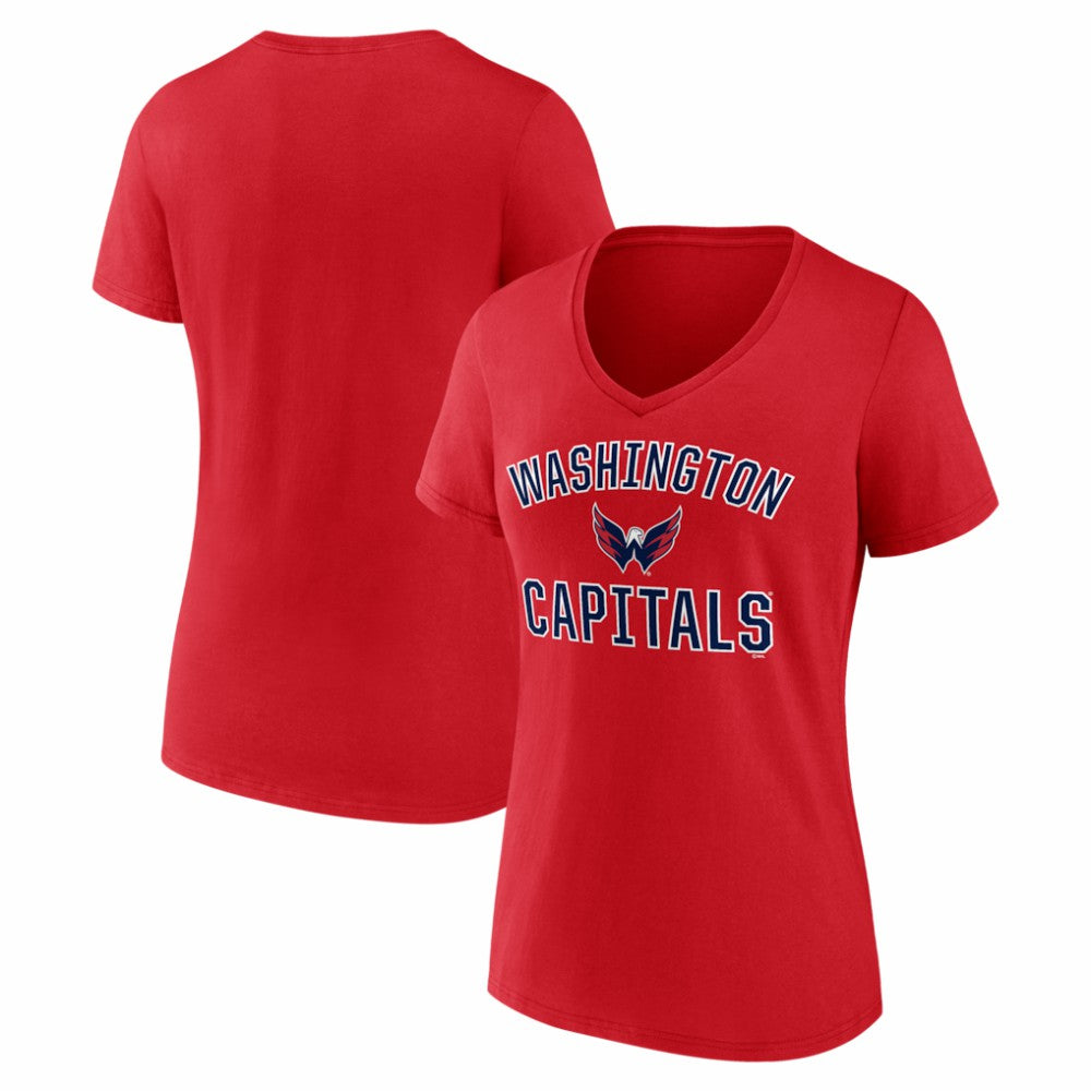 Washington Capitals Logo Athletic Women's Arch Victory V-Neck T-Shirt On Sale