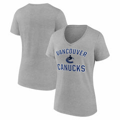 Vancouver Canucks Logo Athletic Women's Arch Victory V-Neck T-Shirt For Sale