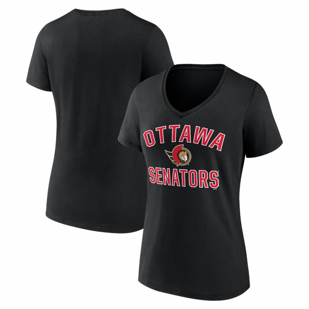 Ottawa Senators Logo Athletic Women's Arch Victory V-Neck T-Shirt For Sale