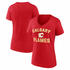 Calgary Flames Logo Athletic Women's Arch Victory V-Neck T-Shirt Online