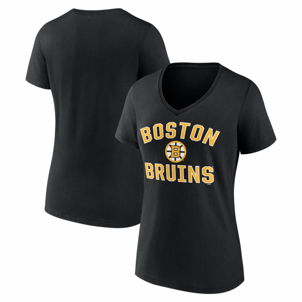 Boston Bruins Logo Athletic Women's Arch Victory V-Neck T-Shirt Discount
