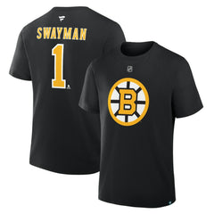Jeremy Swayman Boston Bruins Fanatics Authentic Stack Name & Number T-Shirt Outlet