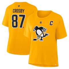 Sidney Crosby Pittsburgh Penguins Fanatics Women's Authentic Stack Name & Number T-Shirt Online