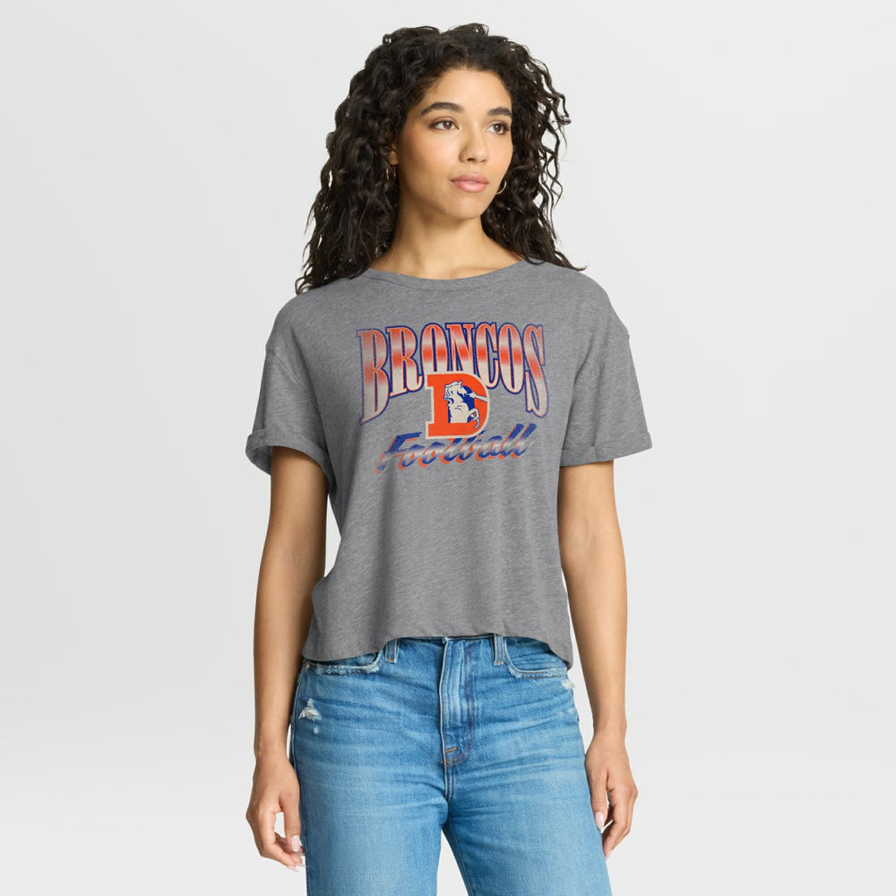 Denver Broncos Fanatics Women's Overplayed Tribute Tri-Blend Boxy T-Shirt