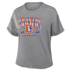 Denver Broncos Fanatics Women's Overplayed Tribute Tri-Blend Boxy T-Shirt