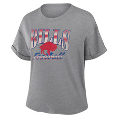 Buffalo Bills Fanatics Women's Overplayed Tribute Tri-Blend Boxy T-Shirt