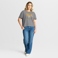 Pittsburgh Steelers Fanatics Women's Overplayed Tribute Tri-Blend Boxy T-Shirt