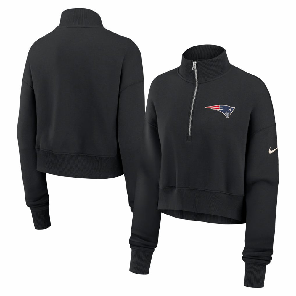 New England Patriots Nike Women's Legacy Phoenix Fleece Cropped Half-Zip Sweatshirt