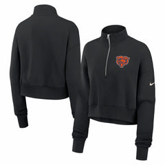 Chicago Bears Nike Women's Legacy Phoenix Fleece Cropped Half-Zip Sweatshirt