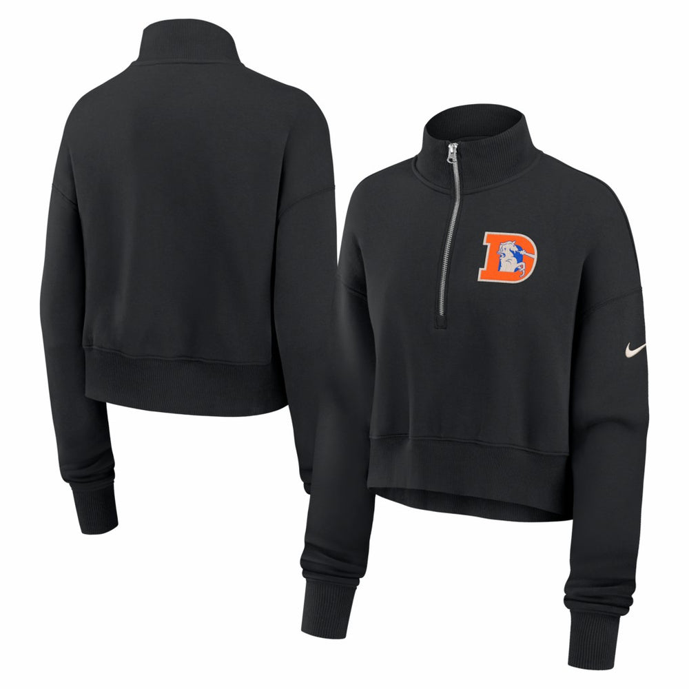 Denver Broncos Nike Women's Legacy Phoenix Fleece Cropped Half-Zip Sweatshirt