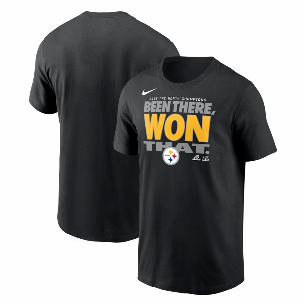 Pittsburgh Steelers Nike 2025 AFC North Division Champions Locker Room Trophy Collection T-Shirt
