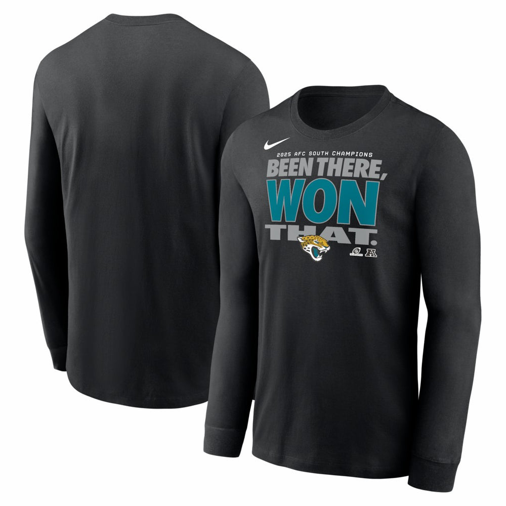 Jacksonville Jaguars Nike 2025 AFC South Division Champions Locker Room Trophy Collection Long Sleeve T-Shirt