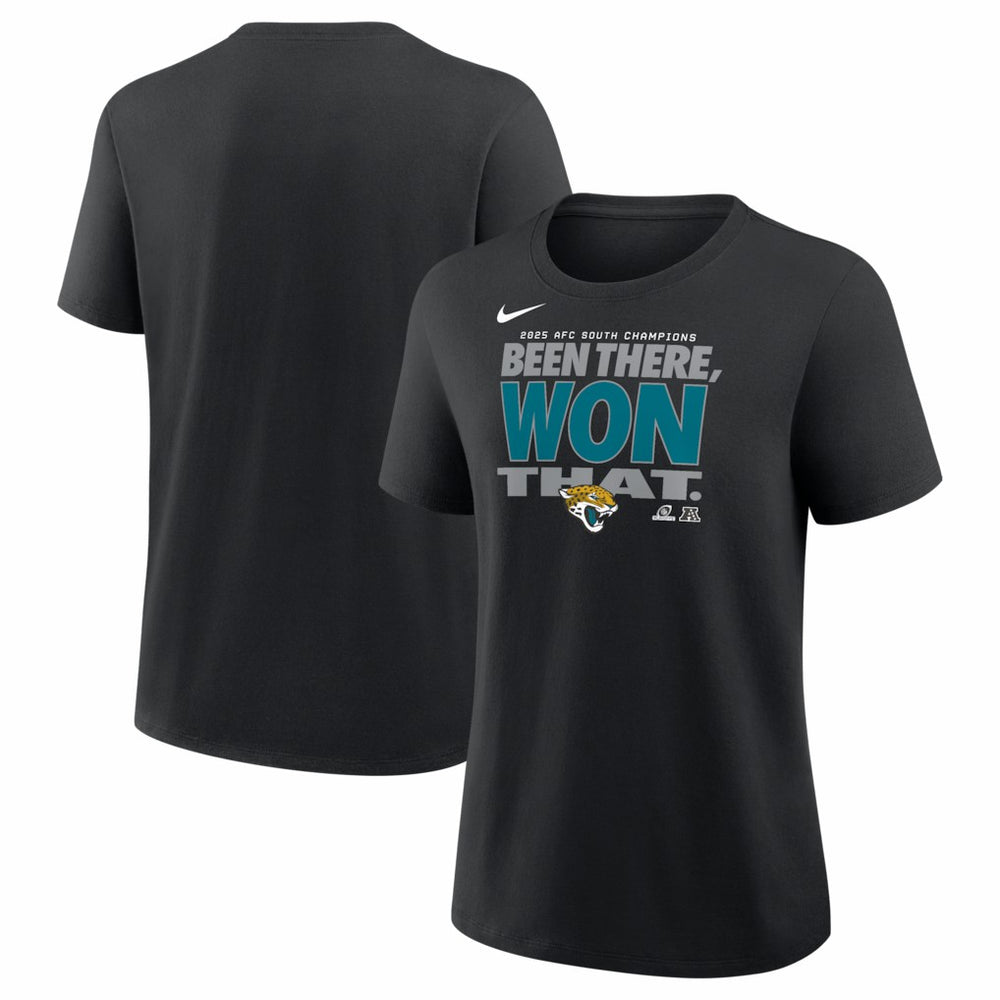 Jacksonville Jaguars Nike Women's 2025 AFC South Division Champions Locker Room Trophy Collection T-Shirt