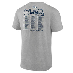 Seattle Seahawks Fanatics Super Bowl LX Roster T-Shirt