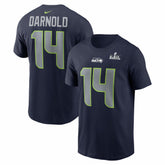 Seattle Seahawks Nike Sam Darnold Super Bowl LX Patch Name & Number T-Shirt