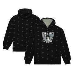 Las Vegas Raiders Mitchell & Ness Allover Print Fleece Pullover Hoodie