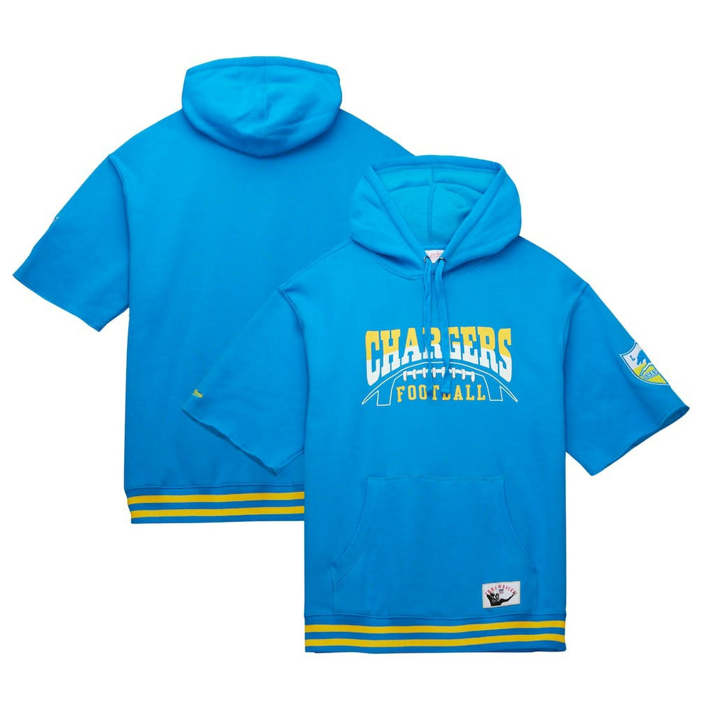 Los Angeles Chargers Mitchell & Ness Pre-Game Short Sleeve Pullover Hoodie