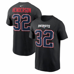 New England Patriots Nike TreVeyon Henderson Carbon Name & Number T-Shirt
