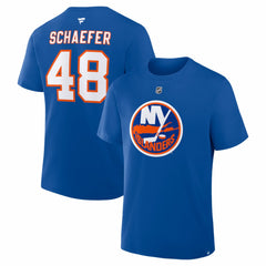 Matthew Schaefer New York Islanders Fanatics Authentic Stack Name & Number T-Shirt For Sale