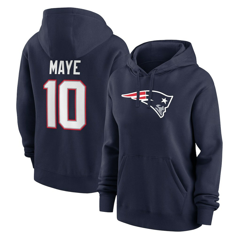 New England Patriots Nike Drake Maye Women's Player Name & Number Fleece Hoodie