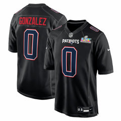 New England Patriots Nike Christian Gonzalez Super Bowl LX Patch Carbon Fashion Game Jersey