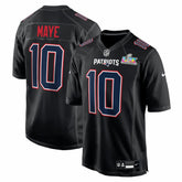 New England Patriots Nike Drake Maye Super Bowl LX Patch Carbon Fashion Game Jersey