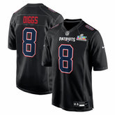 New England Patriots Nike Stefon Diggs Super Bowl LX Patch Carbon Fashion Game Jersey