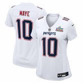 New England Patriots Nike Drake Maye Women's Super Bowl LX Patch Tundra Fashion Game Jersey