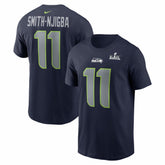 Seattle Seahawks Nike Jaxon Smith-Njigba Super Bowl LX Patch Name & Number T-Shirt