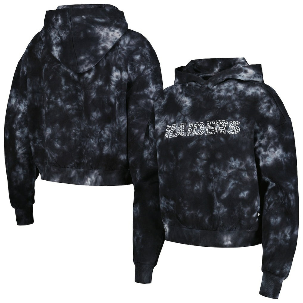 Las Vegas Raiders The Wild Collective Women's Tie-Dye Cropped Pullover Hoodie