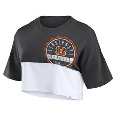 Cincinnati Bengals Fanatics Women's Boxy Color Split Cropped T-Shirt