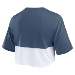New England Patriots Fanatics Women's Boxy Color Split Cropped T-Shirt