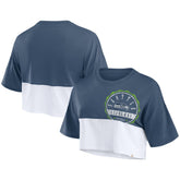 Seattle Seahawks Fanatics Women's Boxy Color Split Cropped T-Shirt