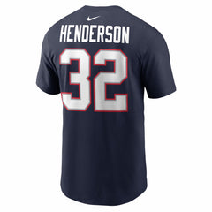New England Patriots Nike TreVeyon Henderson Super Bowl LX Patch Name & Number T-Shirt