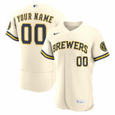 Milwaukee Brewers Home Authentic Custom Jersey - Cream