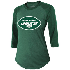 New York Jets Ahmad Sauce Gardner Majestic Threads Women's Player Name & Number Tri-Blend 3/4-Sleeve Fitted T-Shirt