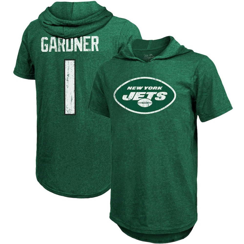 New York Jets Ahmad Sauce Gardner Majestic Threads Player Name & Number Tri-Blend Hoodie T-Shirt