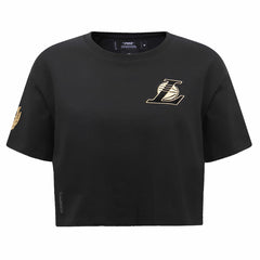 Los Angeles Lakers Pro Standard Women's Holiday Glam Boxy T-Shirt Discount