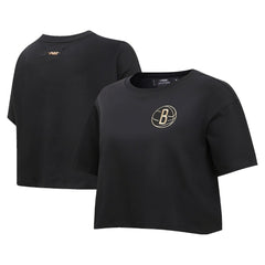Brooklyn Nets Pro Standard Women's Holiday Glam Boxy T-Shirt Online