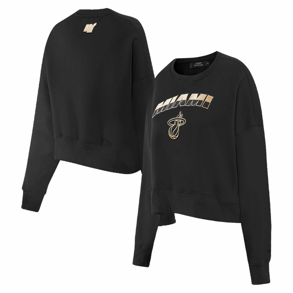 Miami Heat Pro Standard Women's Glam Cropped Pullover Sweatshirt - Black sale On Sale