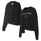 Toronto Raptors Pro Standard Women's Glam Cropped Pullover Sweatshirt - Black on sale On Sale