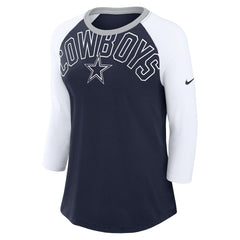 Dallas Cowboys Nike Women's Knockout Arch Raglan Tri-Blend 3/4-Sleeve T-Shirt