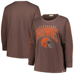 Cleveland Browns 47 brand '47 Women's Plus Size Honey Cat SOA Long Sleeve T-Shirt